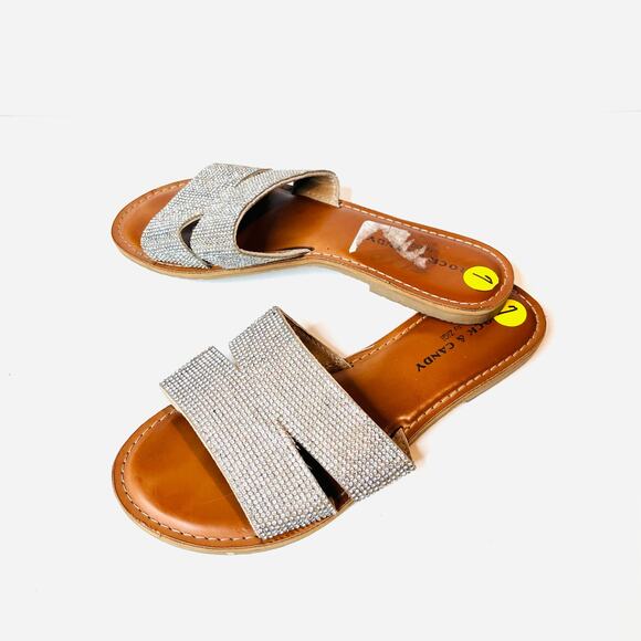 Rock & Candy By Zigi Rhinestone Flat Sandal Slide - Picture 7 of 13